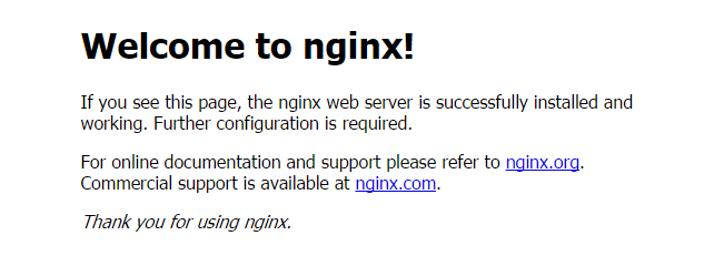 Nginx默认欢迎页面。